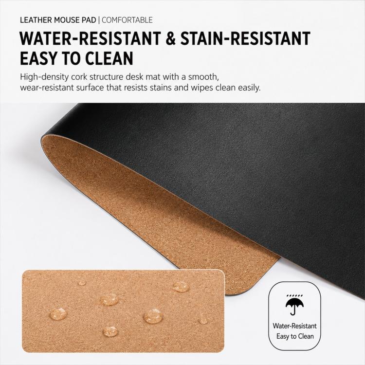 Dual-Sided Cork And Leather Desk Pad Reversible Large Desk Mat For Office And Home, 400 x 800mm, 300 x 600mm, 200 x 300mm, 180 x 220mm