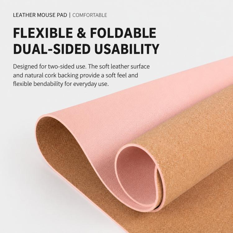 Dual-Sided Cork And Leather Desk Pad Reversible Large Desk Mat For Office And Home, 400 x 800mm, 300 x 600mm, 200 x 300mm, 180 x 220mm