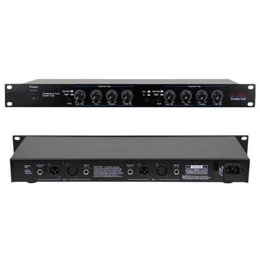 Professional Aural Exciter Dual-Channel 1U Rackmount Audio Processor With DSP Reverb, EU Plug, EX3000