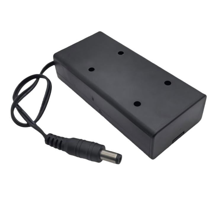 2 Slot 18650 Battery Holder with Cover and Switch 7.4V Battery Case with 5.5mm x 2.1mm DC Male Plug, 2 Slot 18650