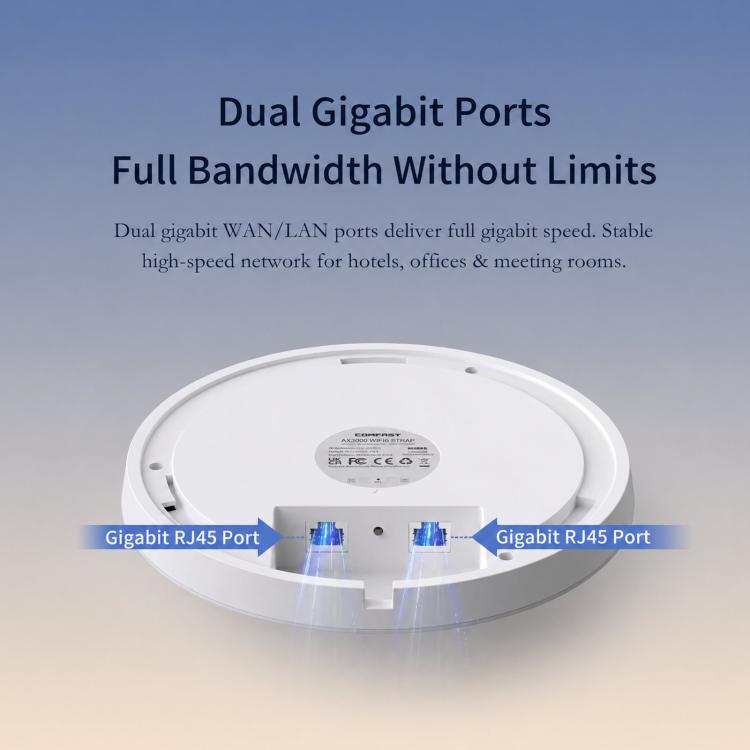 COMFAST CF-E392AX WiFi 6 Access Point AX3000 High-Power Ceiling AP With Dual Gigabit Ethernet Ports, CF-E392AX