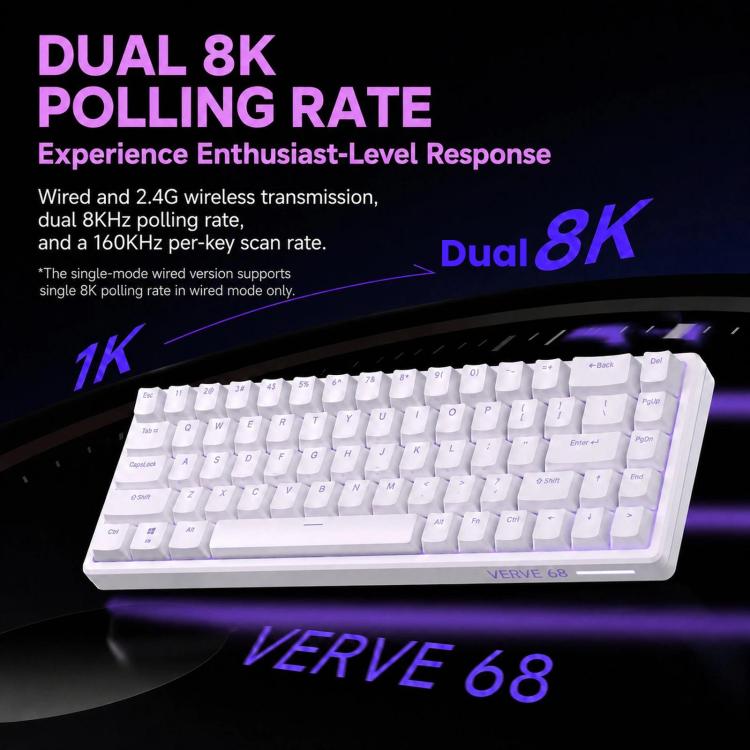 MONSGEEK Verve 68 ARGB 2-Layer Keycaps Magnetic Switch Keyboard E-Sports Gaming Mechanical Keyboard, Wired, 3-Mode