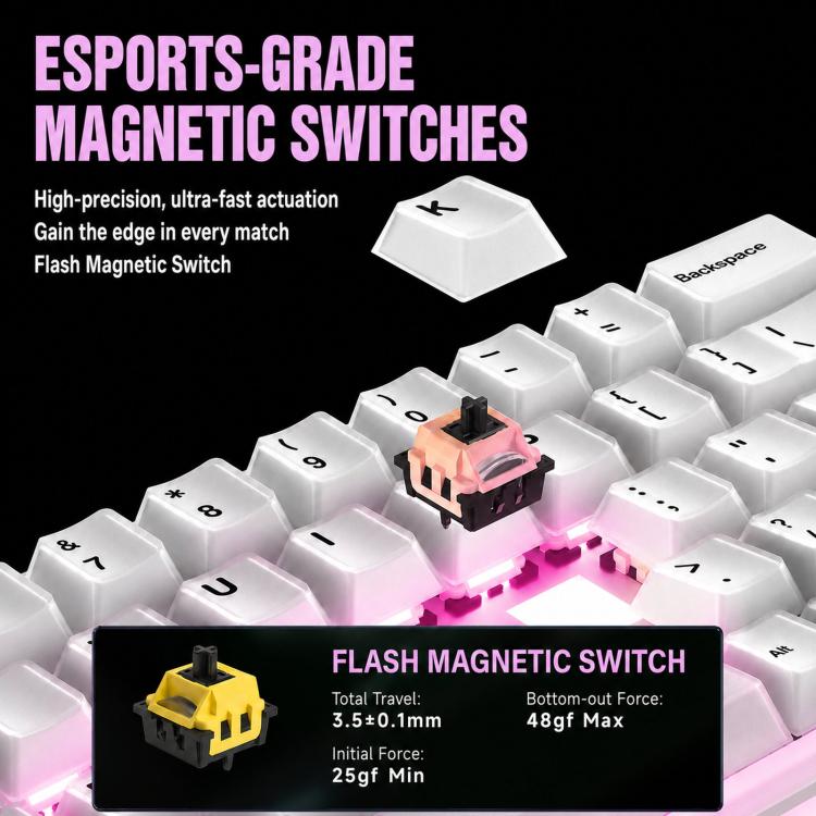 MONSGEEK Verve 68 ARGB 2-Layer Keycaps Magnetic Switch Keyboard E-Sports Gaming Mechanical Keyboard, Wired, 3-Mode
