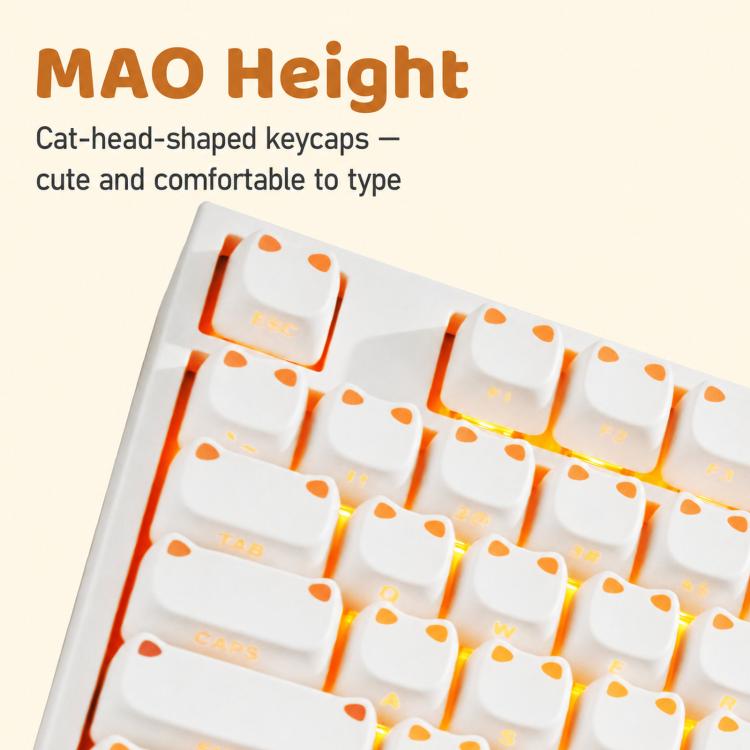 AKKO Cute Light-Transmitting Cat Ear Keycaps Universal Mechanical Keyboard Keycap Accessories, 113 Keys