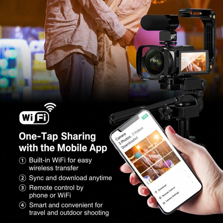 4K Video Camera Camcorder 48MP 3.0 Inch IPS Touch Screen With IR Night Vision 16X Digital Zoom WiFi Remote Control, No Card, With 16GB Card, With 32GB Card, With 64GB Card