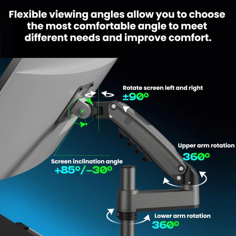 NORTH BAYOU Desktop Height-Adjustable Inverted Robotic Arm Monitor Stand