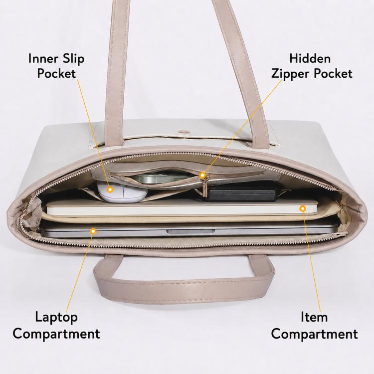 Women Laptop Tote Bag PU Leather Work Shoulder Bag, 13.3/14 inch, 15.6/16 inch