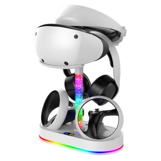 ipega RGB Charging Dock For PS5 VR2 / PlayStation VR2 Controller Charger Station & VR Headset Stand, PG-P5V001S, PG-P5V001