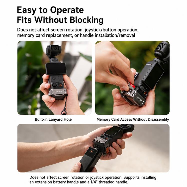 For DJI Osmo Pocket 4 / 3 LKTOP Magnetic Expansion Mount Quick Release Aluminum Cage With Cold Shoe & Arca Swiss, AC-013