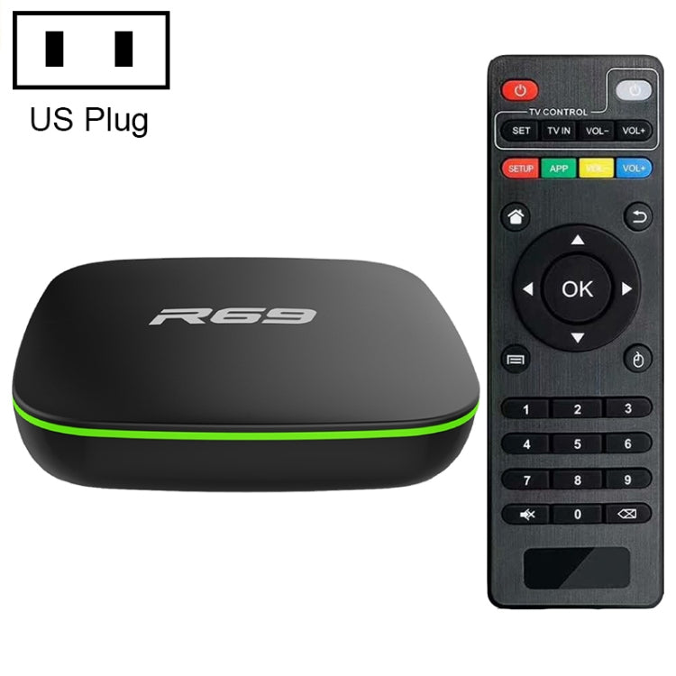 R69 1080P HD Smart TV BOX Android 4.4 Media Player with Remote Control, Quad Core Allwinner H3, RAM: 1GB, ROM: 8GB, 2.4G WiFi, LAN, EU Plug, 1GB+8GB