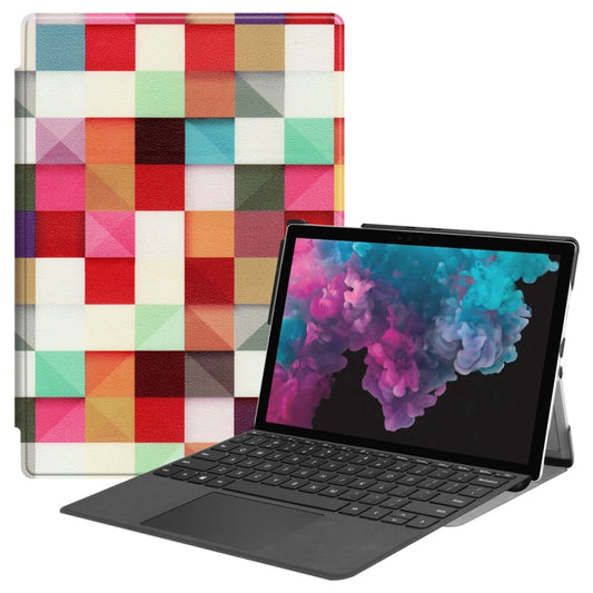 Magic Cube Pattern Colored Painted Horizontal Flip PU Leather Case for Microsoft Surface Pro 4 / 5 / 6 12.3 inch, with Holder & Pen Slot, For Surface Pro 4 / 5 / 6 12.3 inch