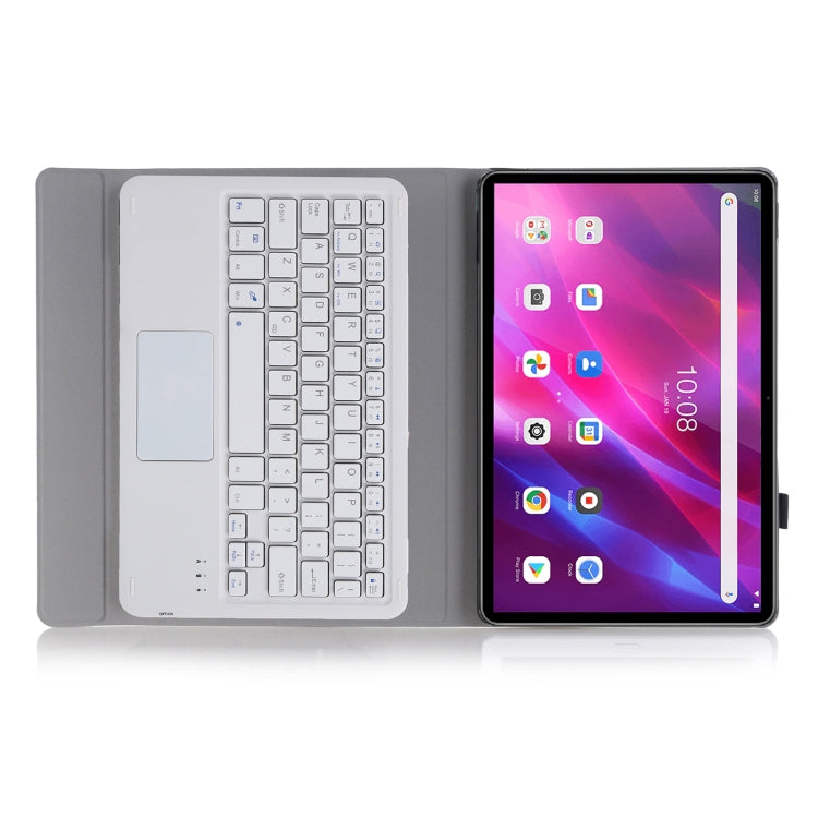 AK10-A 2 in 1 Detachable Bluetooth Keyboard + Lambskin Texture TPU Protective Leather Tablet Case with Touchpad & Holder for Lenovo Qitian K10 TB-X6C6X, AK10-A