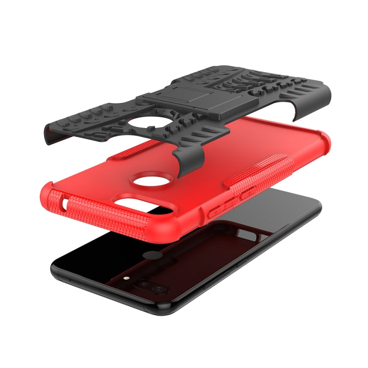 Shockproof  PC + TPU Tire Pattern Case for Xiaomi Mi 8 Lite, with Holder, For Xiaomi Mi 8 Lite