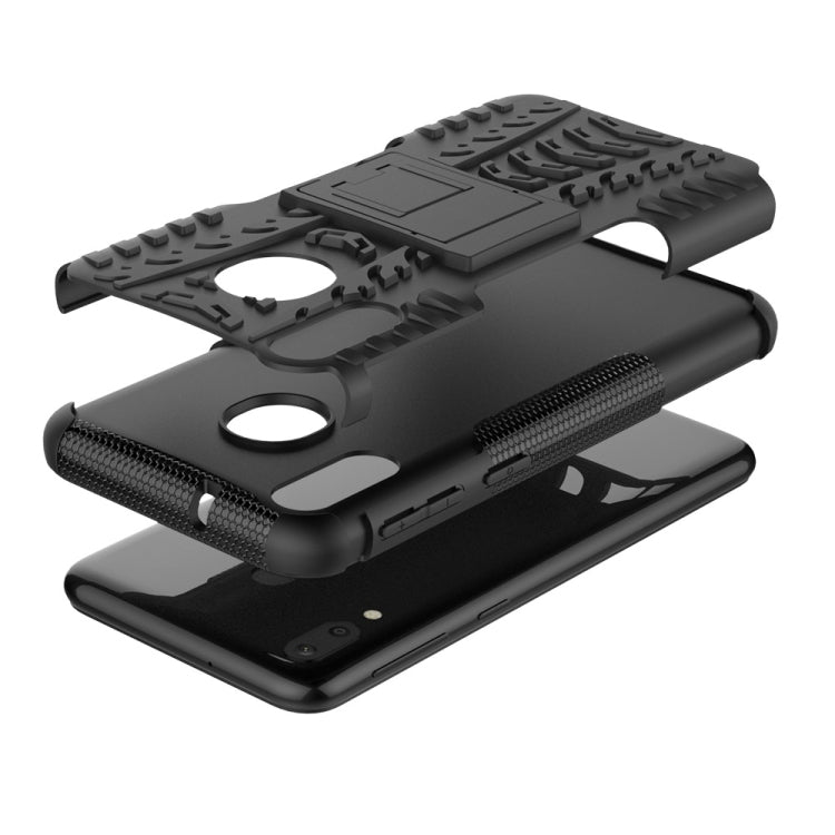 Tire Texture TPU+PC Shockproof Case for Galaxy M20, with Holder, For Galaxy M20