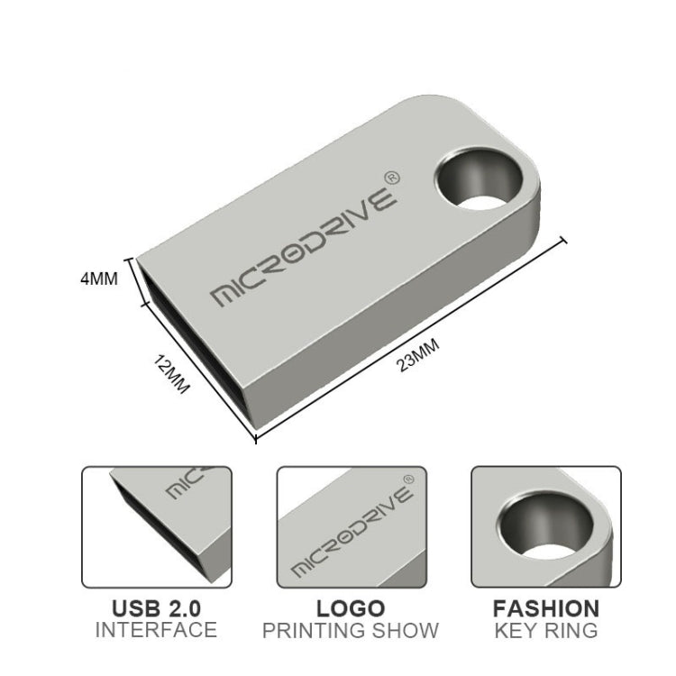 MicroDrive 64GB USB 2.0 Mini Semi-circular Metal U Disk, 64GB