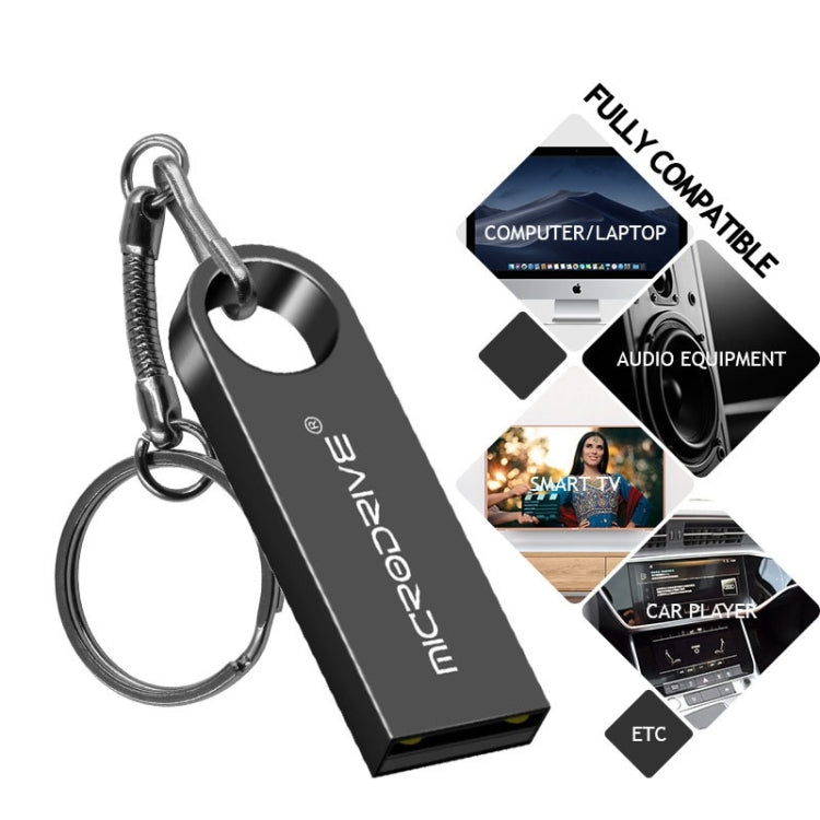 MicroDrive 128GB USB 2.0 Metal Waterproof High Speed U Disk(Grey), 128GB