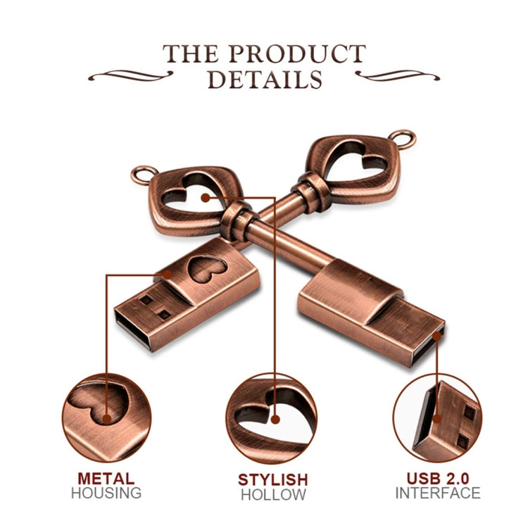 MicroDrive 128GB USB 2.0 Copper Love Key U Disk, 128GB