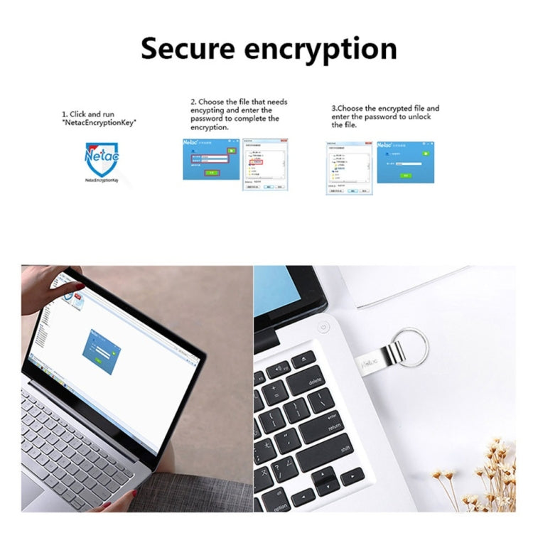 Netac U275 8GB USB 2.0 Secure Encryption Aluminum Alloy U Disk, 8GB