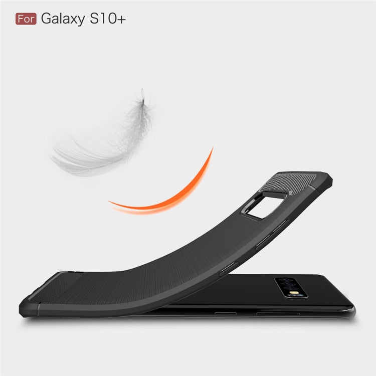 Brushed Texture Carbon Fiber TPU Case for Galaxy S10+, For Galaxy S10+ (Black), For Galaxy S10+, For Samsung Galaxy S10+, Galaxy S10+